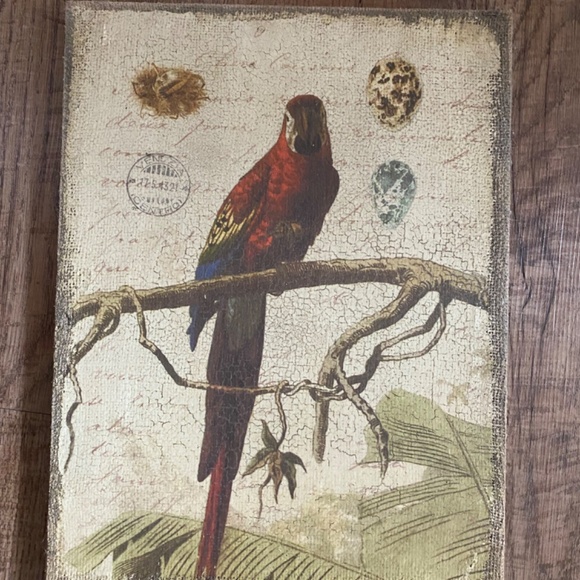 Bird print on burlap. Retro - Picture 14 of 15